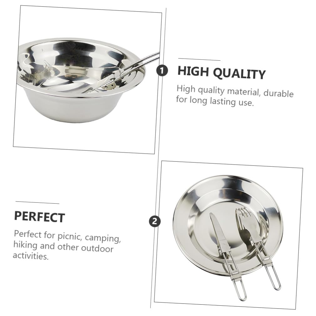 Abaodam Kit de Cuisinière de Camping Inoxydable de Vaisselle Portable pour Personnes pour Activités de Plein Air Barbecue