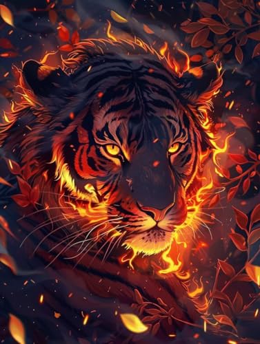 Pintar por números adultos tigre 100x130cm manualidades con acrílicos sin marco
