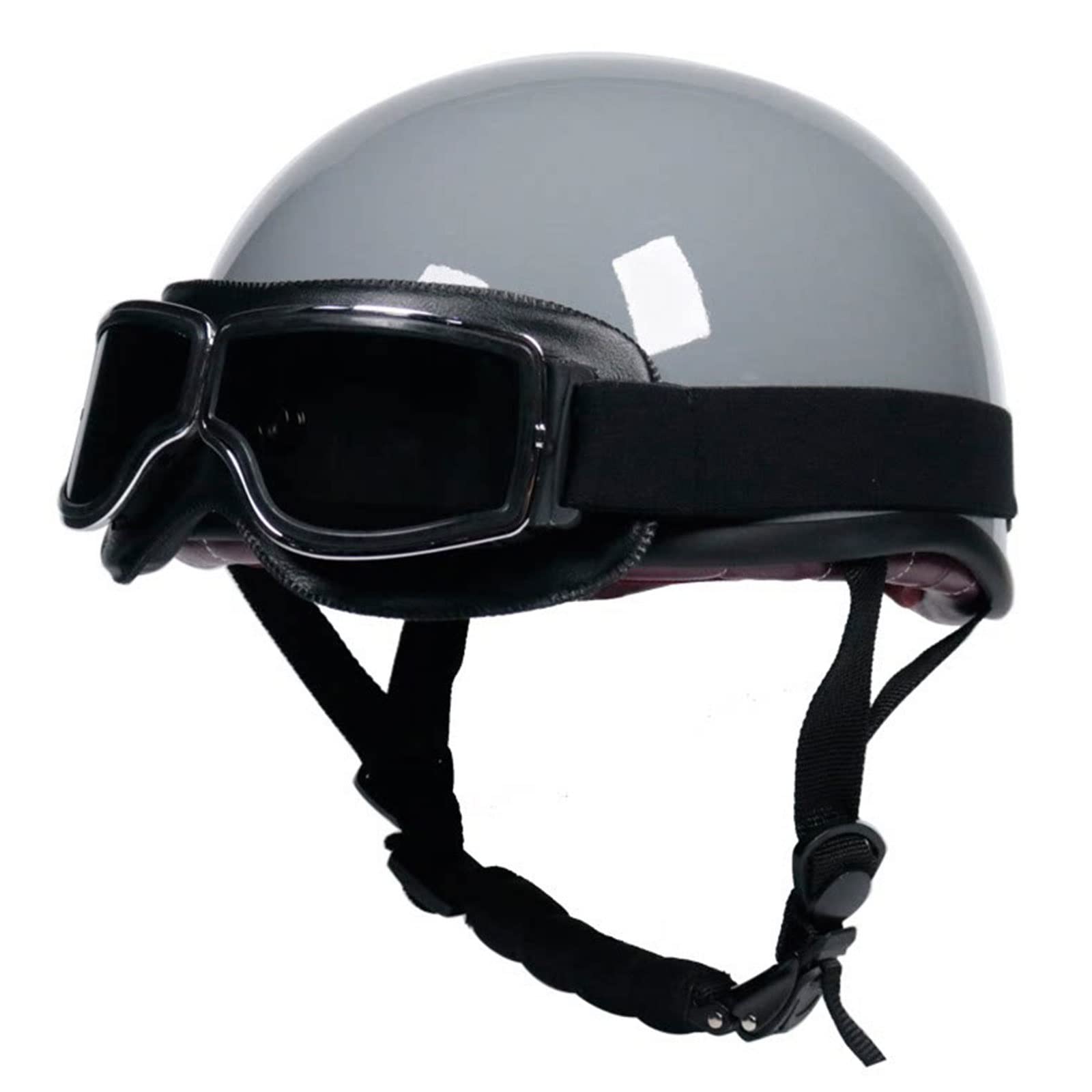 1Storm Novelty Motorcycle Half Face Helmet German Style DOT Approved: HKY602 Matt Green Black Tinted Goggle Bundle - View #2