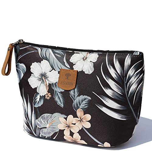 ESVAN Makeup Bag Floral Cosmetic Bag Large Toiletry Bags Organizer Pouch Water Resistant Purse Travel Toiletry Bag