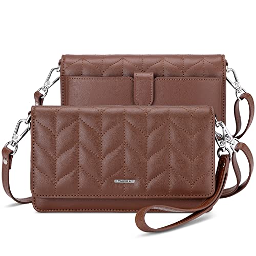 Image of nuoku Women Small Crossbody Bag Cellphone Purse Wallet with RFID Card Slots 2 Straps Wristlet