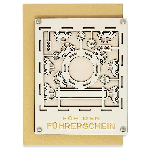 Woodland Mail Geschenk zum Führerschein - Geldgeschenke Geschenke zum neuen Auto oder Tankgutschein (aus Holz)