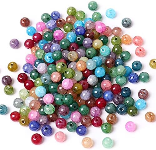 Cadikez 200PCS Natural Stone Beads 8MM Smooth Round Agate Gemstone Beads Spacer Beading Colorful Loose Beads Charms for DIY Bracelet Necklace Earrings Jewelry Making