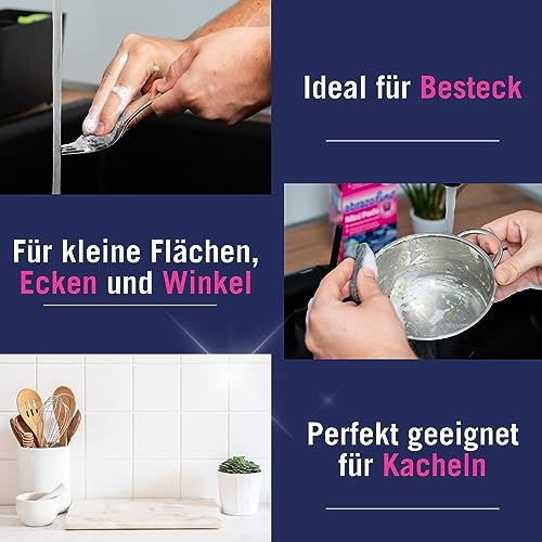 abrazo Minis - 16 Reinigungskissen für Töpfe, Grill, Backofen, handlicher Spülschwamm mit Veganer Pflanzenseife, Küchenschwamm… – Ansicht 6