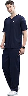 KNYA Ecoflex Lite Active Men's Srcubsuit | 5 Pocket | 2-way stretch | For Doctors (XL, Navy Blue)