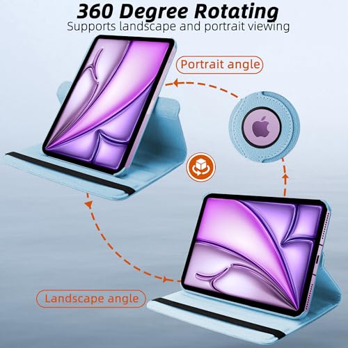Image of TGK 360 Degree Rotating Flip Cover Case for iPad Air 11 Inch M4 /M3 /M2 2026 /2025 /2024 & Air 5th Gen 2022 /iPad Air 4th Gen 2020 10.9 Inch (Sky Blue)