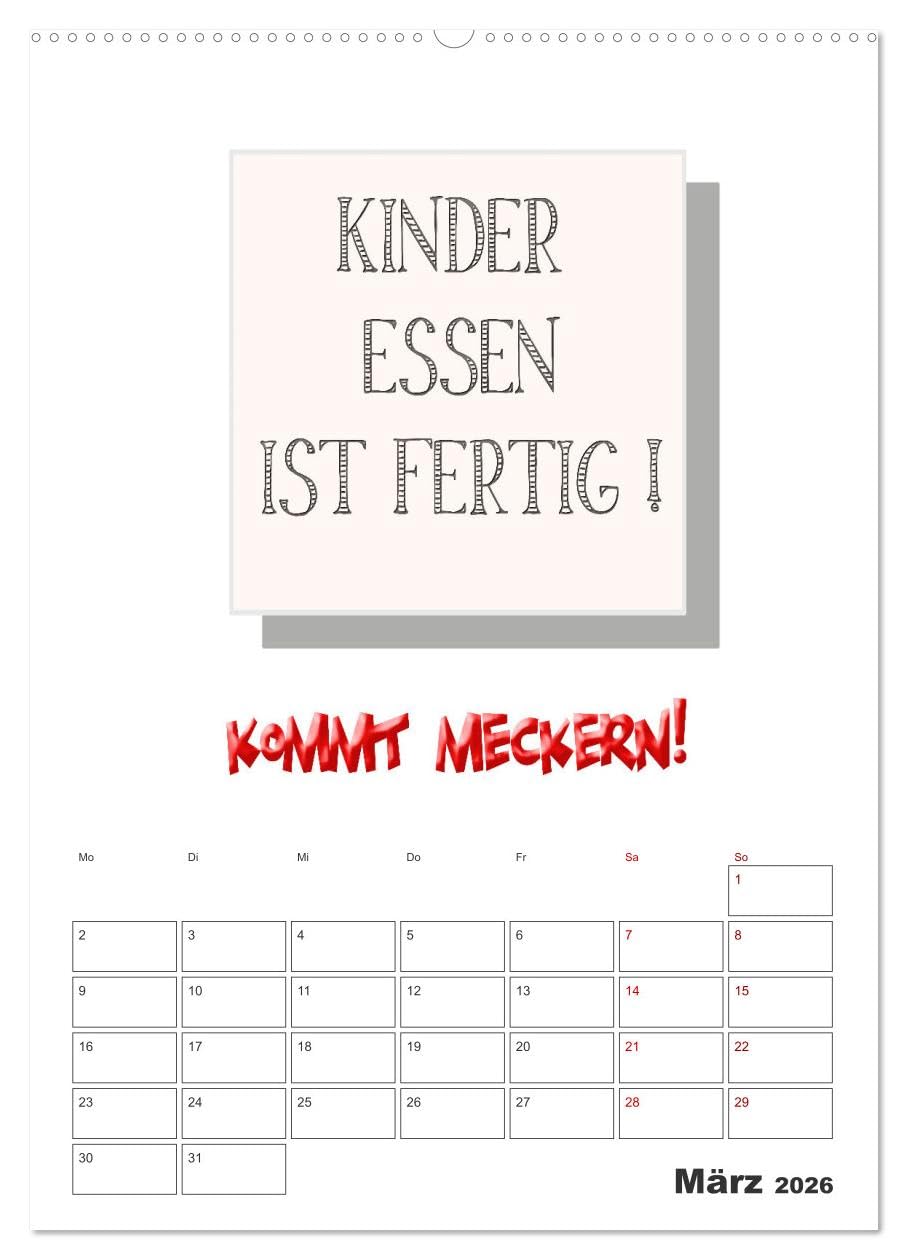 Sprüche für die Küche. Mit Jahresplaner (Wandkalender 2026 DIN A2 hoch), CALVENDO Monatskalender