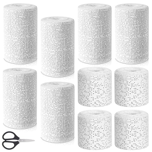 10 Rollen Gipsbinden Babybauch, Gibsbindenden Zum Bastel, 7.5cm x 2,7m & 5cm x 2,7m Gips Abdruck Binden, Schnelltrocknend Gipsrollen Gipsbinden Set zum Basteln Baby Bauch Modellbau Schwanger Geschenk