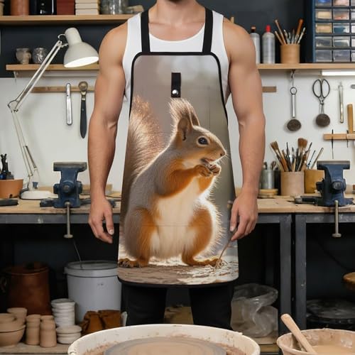 Delantal de trabajo ajustable con bolsillos y diseño animal miniatura 4