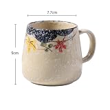 Ceramiczny kubek na mleko z pokrywką i łyżeczką, filiżanka do kawy z pokrywką, filiżanki do cappuccino, kamionka, 400 ml, ręcznie malowany kubek na wodę, podszkliwe, duża filiżanka śniadaniowa
