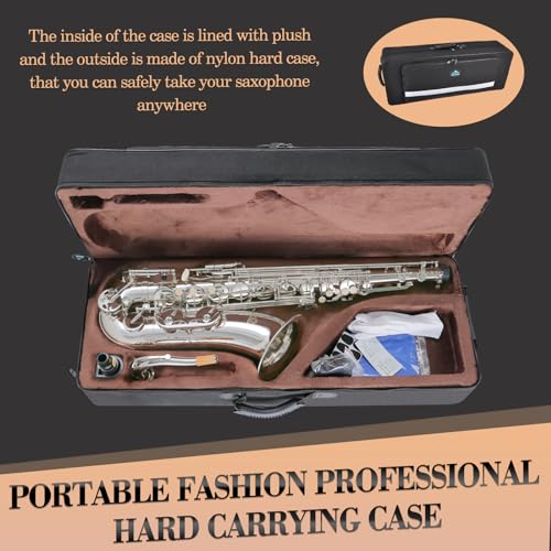 eastrock nickel tenor saxophone b flat tenor sax professional tenor saxophone for beginners students kids and musicians with carrying casemouthpiecereedscushion padscleaning kitneck strap