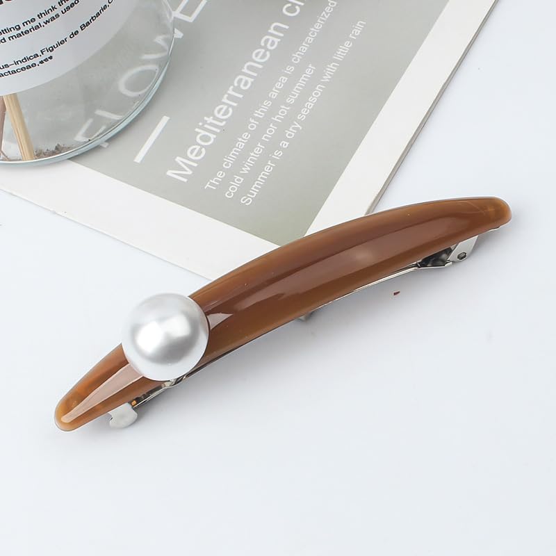 Miniatura 2 de Pasadores de pelo de acetato de celulosa de concha de tortuga, pinzas para el cabello hechas a mano de acetato marrón, estilo francés, agarre