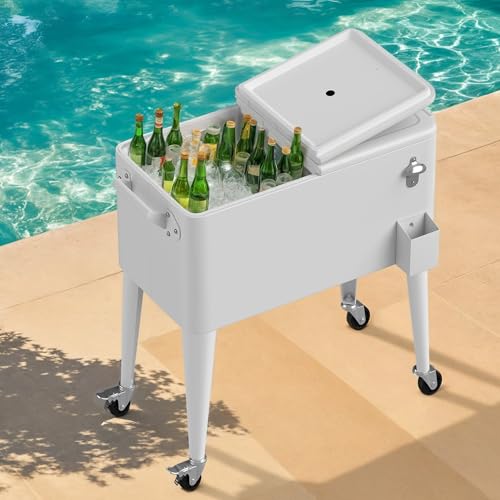 DWVO Ice Chest with Wheels,80 Quart Rolling Cooler w/Bottle Opener Drainage by DWVO - Used condition - Image 2