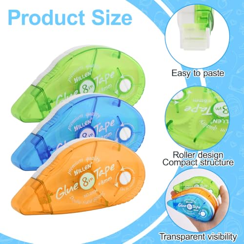 vsshe 3 Stück Fotokleber Doppelseitig Selbstklebend Kleberoller, Kleberoller Maus Stempelzubehör, scrapbook zubehör fotoalbum selbstklebend für Scrapbook, Fotos, Basteln, Sammelalbum (8mm x 8m)