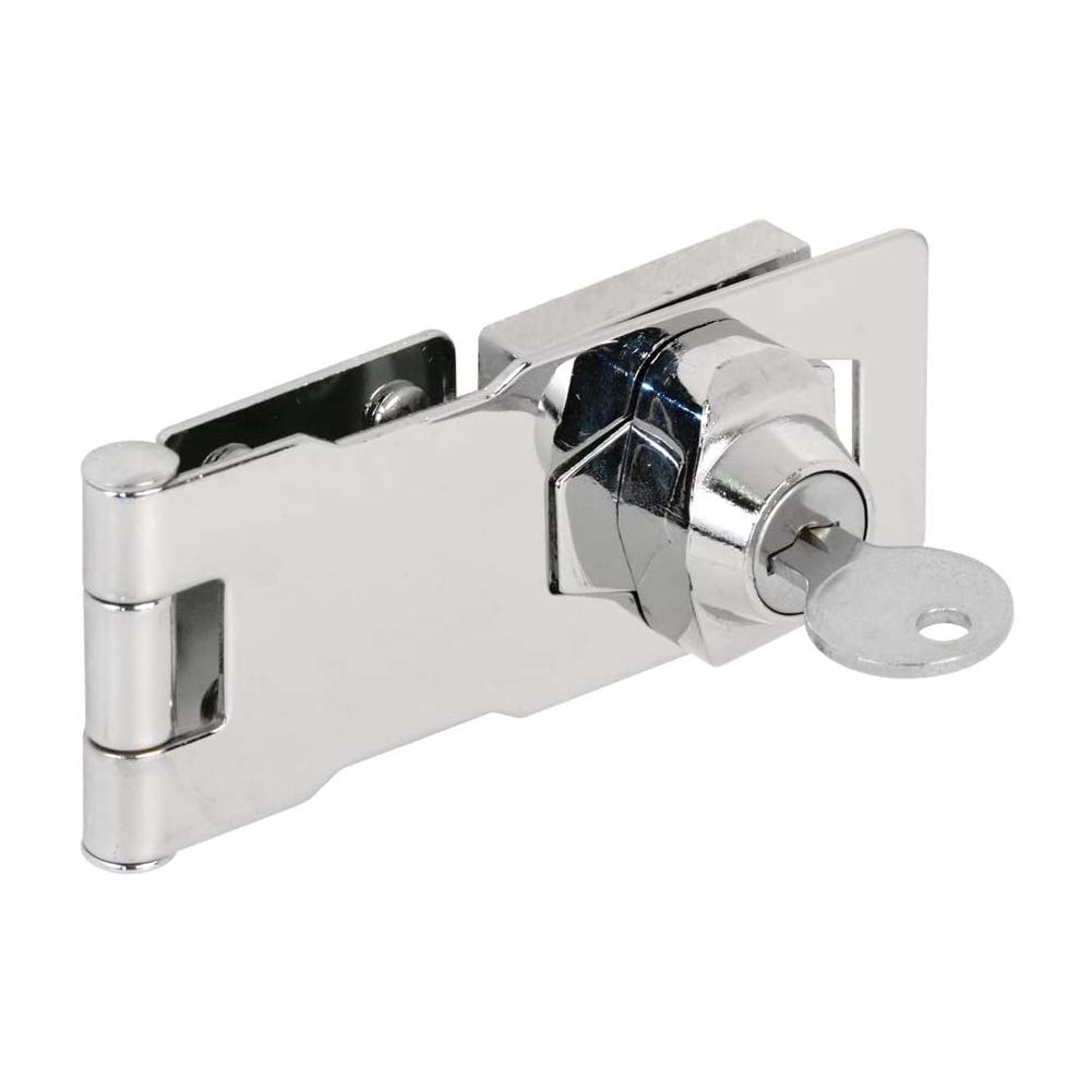 Padlock Hasp Staple with Knob Locking【3 Inch】SUS304 Heavy Duty Safety Door Clasp Gate Lock Latch,Stainless Steel Brushed Finish Padlock Clasp Shed Door Bolt Latch