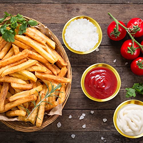 Amytalk 12 Pack 3.5Inch Stainless Steel Sauce Dishes Mini Individual Saucers Bowl Round Seasoning Dishes Sushi Dipping Bowl Appetizer Plates, Golden #TOP3