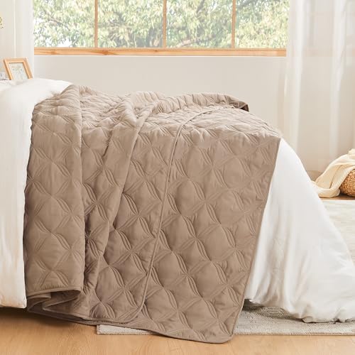 Image of Litanika King Size Quilt Bedding Set, Taupe Summer Lightweight Soft Comforter Bedspreads & Coverlets, Boho Farmhouse Bedding Cover Bed Decor All Season, 3 Pieces (1 Quilt, 2 Pillowcases)