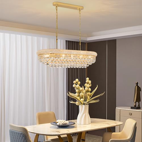 Crystal Chandeliers for Dining Room Light Fixtures Over Table, Modern Crystal Chandeliers for Kitchen lsland, 11 Lights Empire Style Gold Luxury Lighting Fixtures for Living Room Bar L34.5 Inch by Gifarich - Image 2