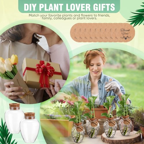 Baderke 24 Pack Big 10oz Plastic Plant Propagation Stations with Hole Lid Planter Vase Clear Propagation Jars with Thank You Tags for Plant Lover Gifts for Women Office Home Garden by Baderke - Used condition - Image 7