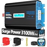 GIANDEL 1500 Watt Pure Sine Wave Power Inverter 12V DC to 120V AC,3100W Surge Peak Power,UL Listed GFCI Outlets,FCC Approved,USB-C36W,Remote with Battery Monitor for RVs,Campers,Off Grid Solar Setup