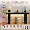 Mesa consola ChooChoo de 63 pulgadas de alto brillo con luz LED | Mesa de entrada moderna, mesa para sofá, detrás del sofá para sala, negro 6