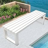Outdoor Metall Gartenbank Wetterbeständig Parksitz für Terrasse Veranda 2 Personen 100/120/150/180cm Weiß Stilvolle und langlebige Gartenmöbel