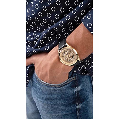 GUESS Leather Analog Gold Dial Men Watch-Wgusgw0389G2, Black Band - Image 6