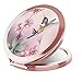 Imiao Makeup Mirror Rose Gold Compact Mirror Portable Hand Mirror Round Mini Pocket Mirror with 2 x 1x Magnification for Woman,Mother,Girls,Great Gift
