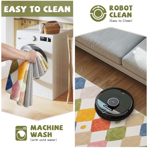 Jinchan JCRGMARCEL-2X3-C4 Area Rug 2X3 Kids Rug Entryway Washable Rug Indoor Doormat Colorful Trellis Small Rug Non Slip Modern Rug Diamond Carpet Soft Rug thumb #4