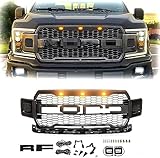 Grill Rap-tor Grille Front Mesh Black W/Side LED Lamp Compatible with Ford F150 2018-2020
