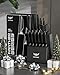 Knife Set - Haugo 15 PCS Kitchen Knife Set with Built in Sharpener - Dishwasher Safe Kitchen Knives - High Carbon Stainless Steel Knife Block Set with Ergonomic Handles - Panther Series