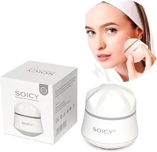 Hanmier Rodillo facial de acero inoxidable para ojos y cara Rodillo de masaje de hielo de rotación de 360 grados Rodillo de masaje de hielo