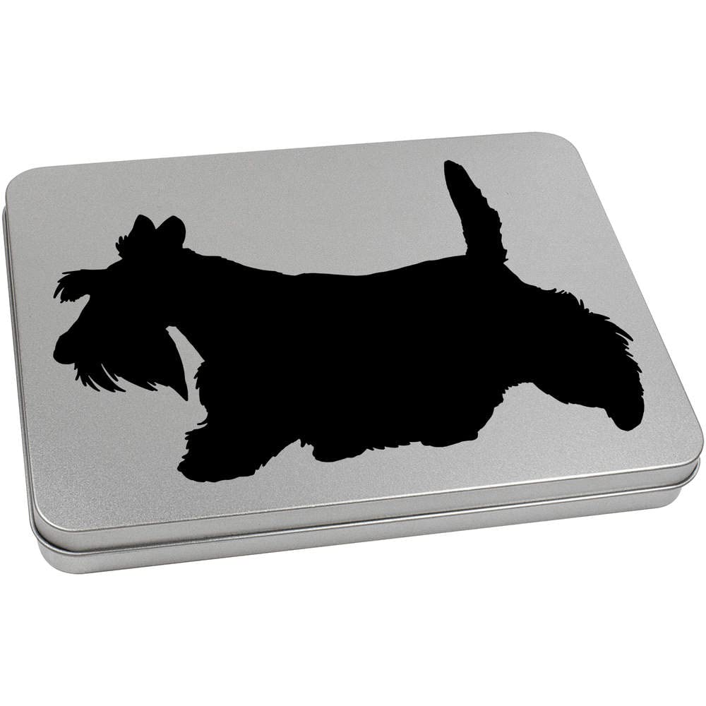 Azeeda 220mm 'Scottish Terrier Silhouette' Metal Hinged Tin/Storage Box (TT00196104)