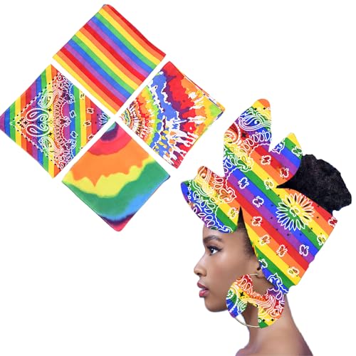 Fashion Rainbow Square Scarf Soft Scarves Bandana Headscarf Neck Hair Wrap Decor Multi-Colored Accessory for Women (4 PCS)