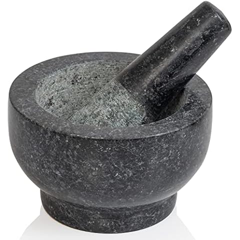 Maxam Mortar and Pestle Set - 5 Inch - Heavy Natural Granite Spice Grinder Bowl, Herb Crusher, Make Fresh Guacamole at Home Cover