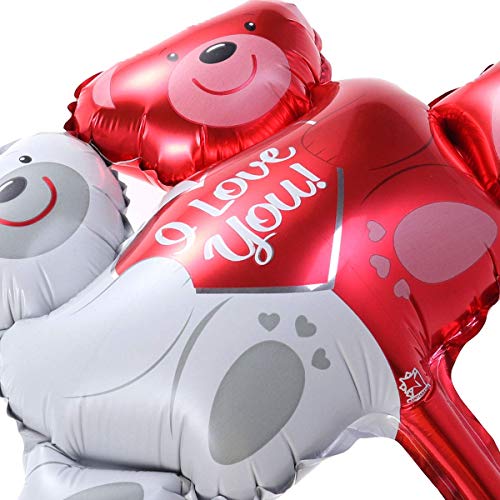Binaryabc Valentines Day Balloons Decorations,Hugging Bear Balloon I Love You Foil Balloon,Valentine's Day Supplies,2Pcs(12Inch) #TOP30