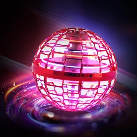 Flying Orb Ball Toy 2024: Cosmic Globe Galaxy Ball with Led Lights, Boomerang Hover Orb, Galactic Flying Spinner, Hand Mini Drone Ball, Cool Kids Toys for Boys Age 6 7 8 9 10 11 12 Girls Gifts, Red Cover