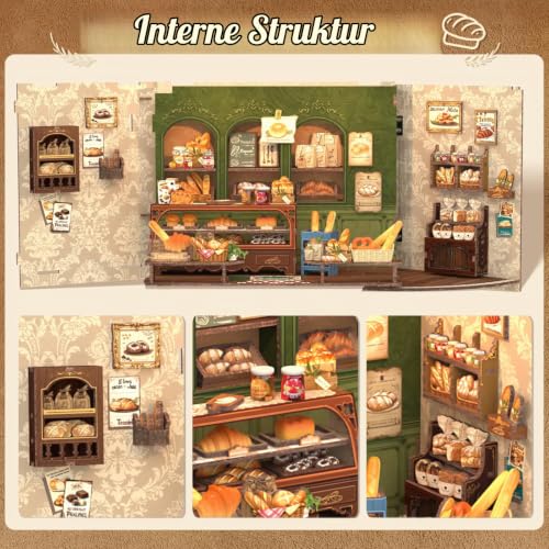 CUTEBEE Book Nook Kit - DIY Bücherregal 3D Holzpuzzle mit LED-Licht und Staubschutzhülle Mini City Decor… – Ansicht 5