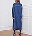 chouyatou Women's Fashion Spring Button Down Midi Long Denim Jean Jacket Trench Coat (X-Large, Blue)