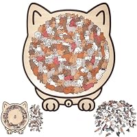 Puzzle In Legno A Forma Di Gatto | 135 Pezzi Con Silhouette Felina E Cornice | Morbidi Toni Morandi Per Decorare Casa E Regalare Relax