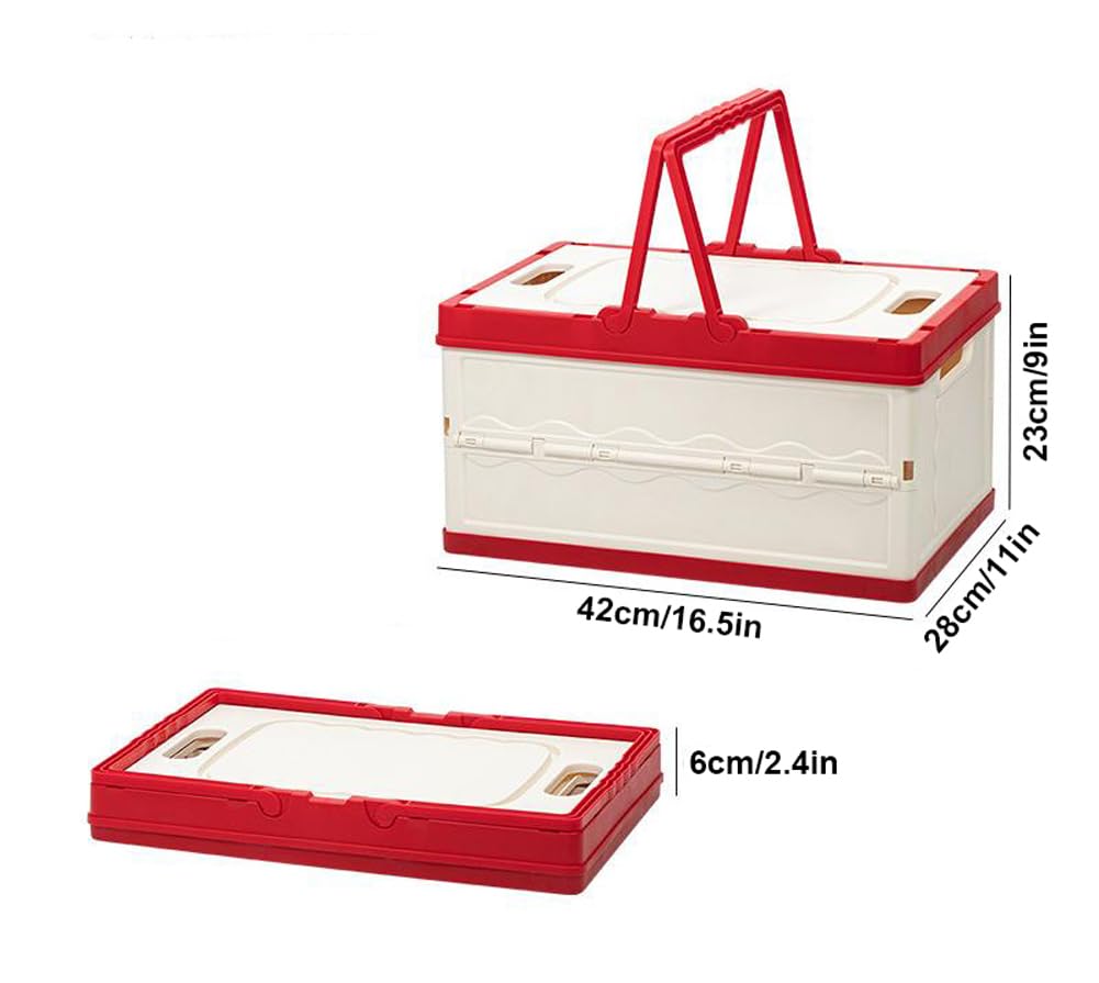 Cesta de almacenamiento con tapa, caja de plástico de 30 L, apilable y portátil para ropa, libros, comestibles, solución de almacenamiento ideal para la organización del hogar