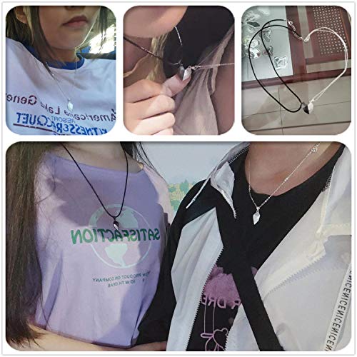 Matching Necklaces For Couples Parents Best Friends, Magnetic Love Heart Pendant, Friendship Jewelry (Black White Blank) #TOP5