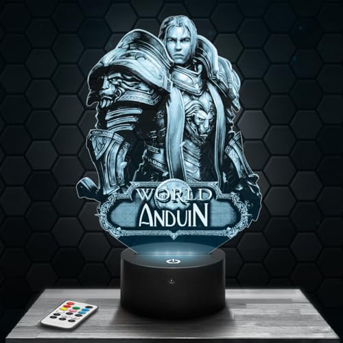 Nachttischlampe - Touch-Nachtlicht WOW Anduin 3D-LED-Lampe Illusion, Geschenkidee Weihnachten Geburtstag Junge & Mädchen Nachttischlampe Kinder- oder Erwachsenenzimmer TOP