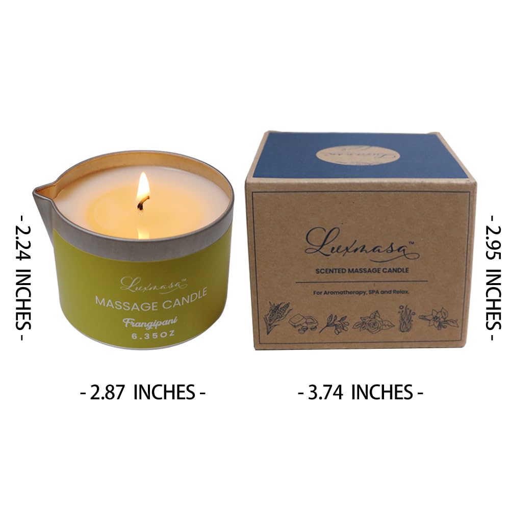 Bougie de massage pour traitement du corps - Lotion nourrissante infusée à l'huile de jojoba - 180 g (parfum frangipanier)