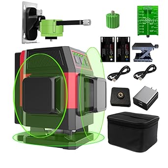 FenorGan12 Lines Self Leveling Laser Level, 4x360 degree 4D Green Cross Line Professional Laser for Construction