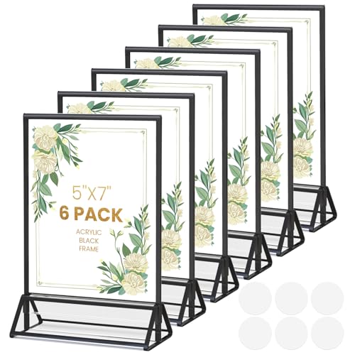 Acrylic Sign Holder 5x7 Black - Double-Sided 6 Pack