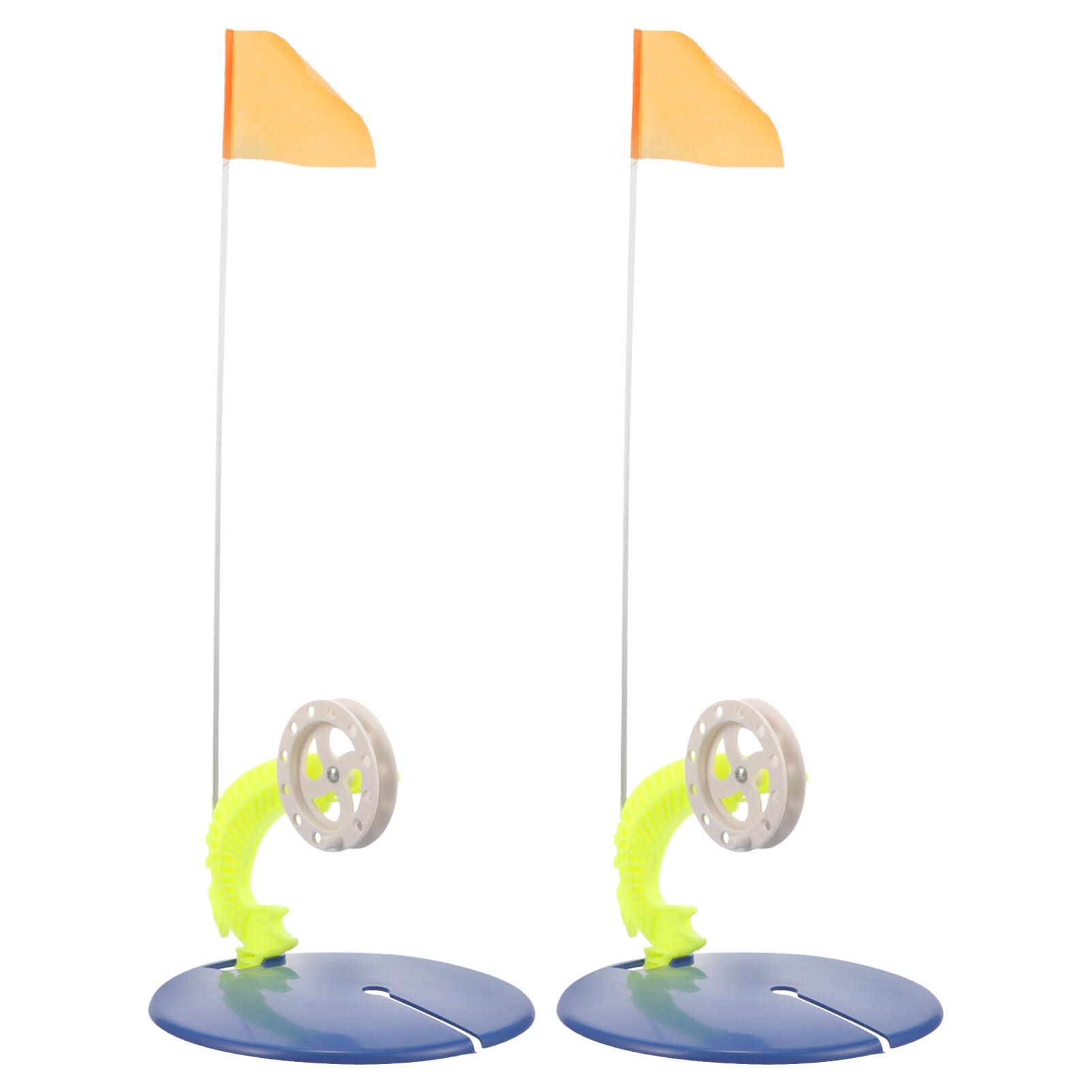 INOOMP 2Pcs Ice Fishing Tip-Up, Lightweight Metal Fishing Rod Tip-Up Orange Flag Tackle for Fishing Angler Professional Fishing Flag Ice Fishing Equipment