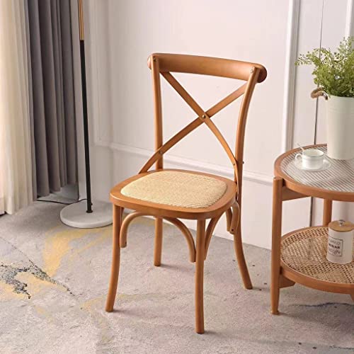 X Back Chair, Wooden Rattan Cushion Chair, Modern Farmhouse Cross Chair, Suitable For Kitchen, Indoor Leisure Seat (Color : Cherry, Size : 64 * 50 * 98Cm) #TOP1