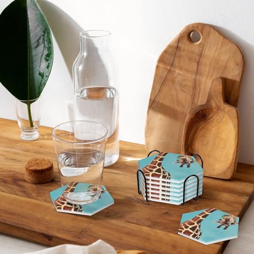 Dessous de verre anti rayure en céramique absorbante avec support de table - 7