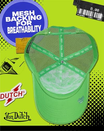 Image of Von Dutch Unisex Trucker Hat - Retro Classic Solid Color Mesh Back Snapback Baseball Cap for Men & Women.